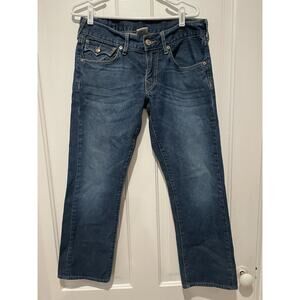 Vintage True Religion Jeans Men's Relaxed Straight Leg Blue Denim Flap Size 31